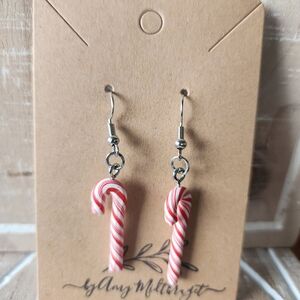 Hand Crafted Red and White Candy Cane Earrings